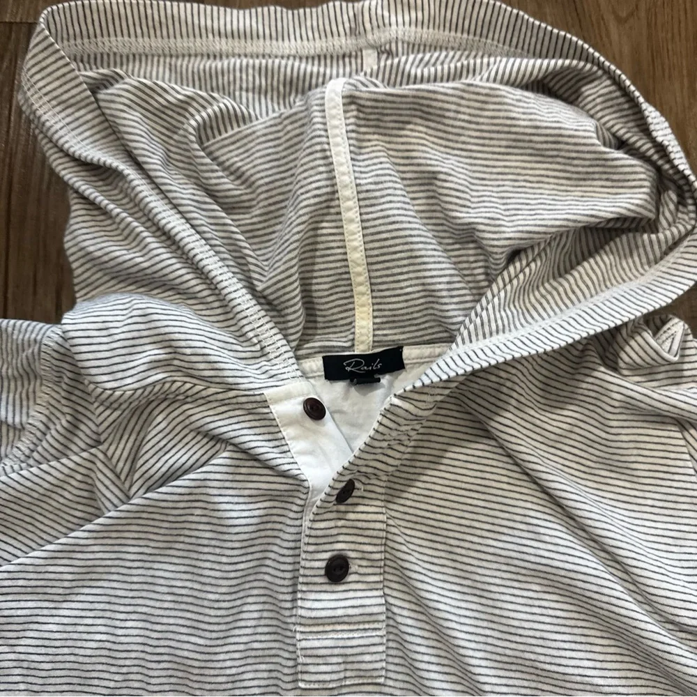 Men's Rails White Striped Hoodie Shirt size XL lightweight cotton